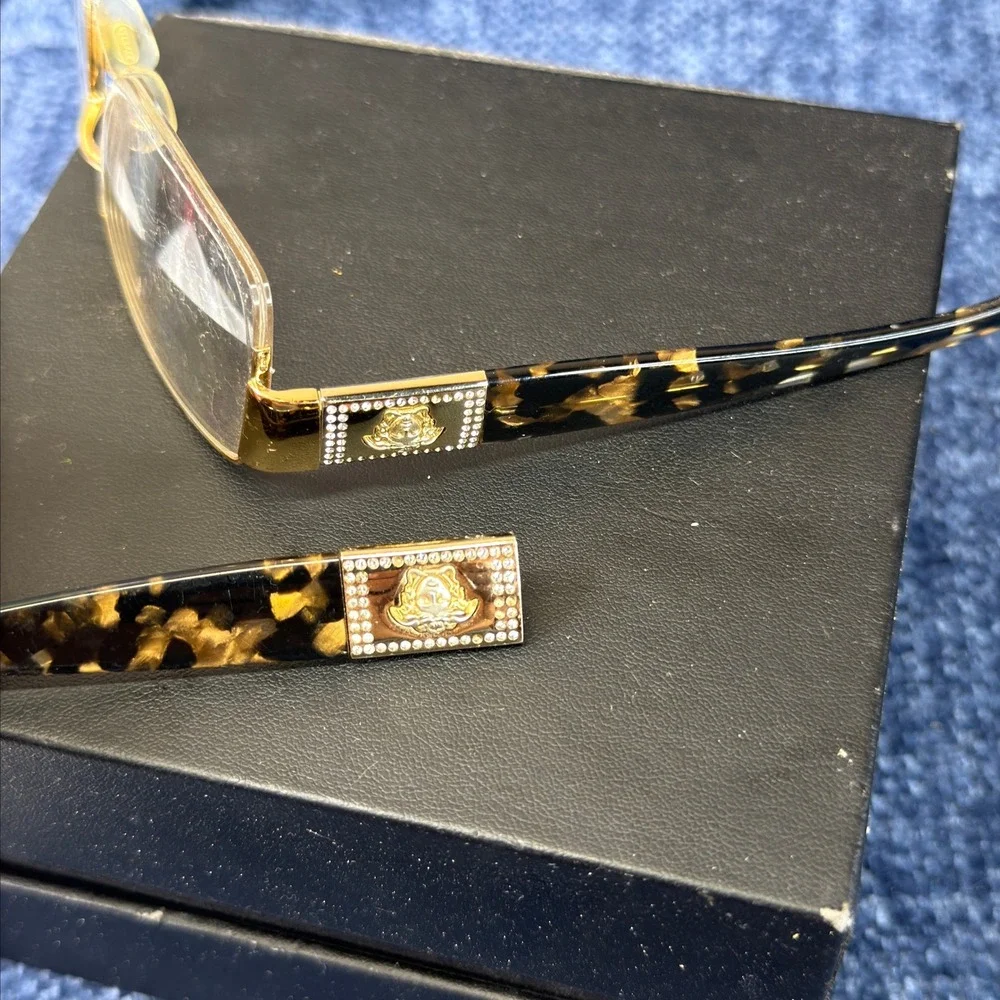 Versace Women 53-17-135 Gold Tortoise Metal Rectangular MOD 1175-B *Frames Only*
